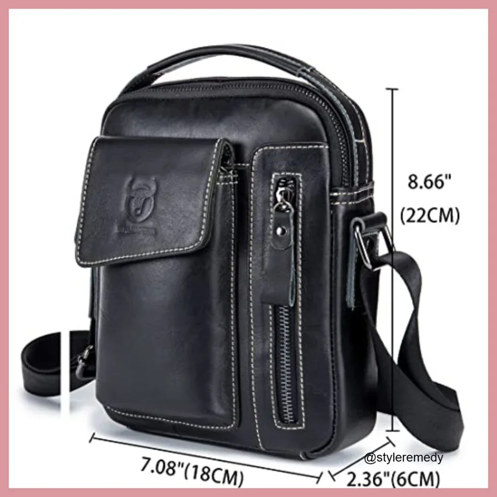 Genuine Leather Messenger Bag Crossbody Shoulder Bag for Business Travel